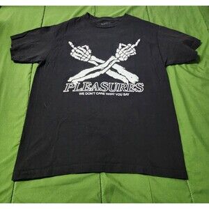 PLEASURES We Don't Care What You Say Graphic T-shirt Black Size M
